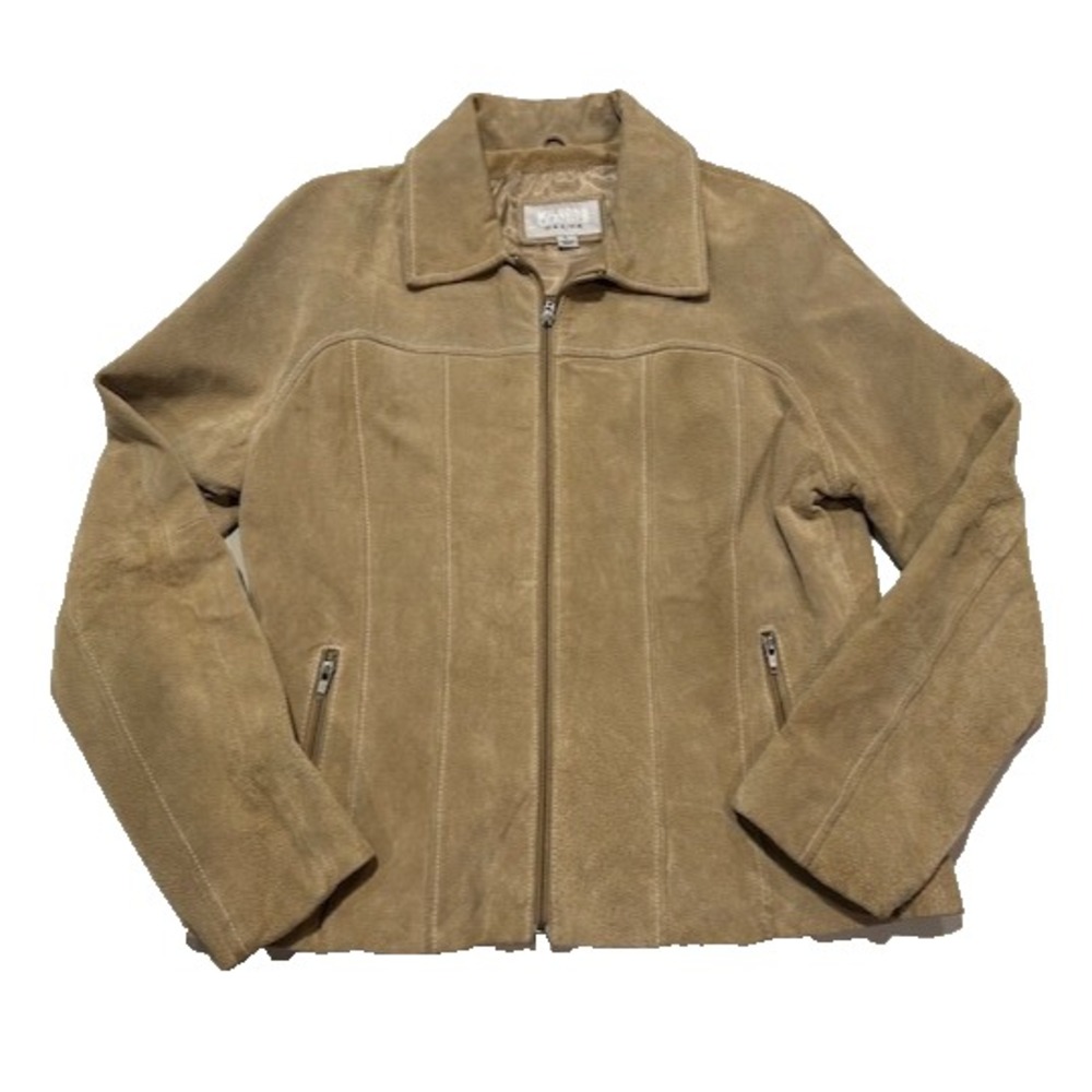 Wilsons Women's Leather‎ Maxima Tan Zipped Pockets Jacket Vintage Chic - Size L